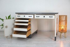 Schreibtisch in  Shabby-Chic-Weiß, Weichholz, Tisch Vintage im Usedlook