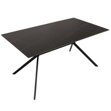 B-Ware Esszimmertisch MCW-O58, Sinterstein, Marmor-Optik 160cm, schwarz-gold