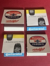 4x Werbe-Streichholzbriefchen/Continental + Phoenix-Firestone/komplett/ca. 1970