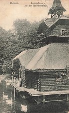 AK Chemnitz Taubenhaus Schlossteichinsel Schwäne Sachsen 1911 gelaufen Postkarte