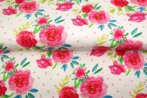 Baumwollstoff rosen weiß - baumwollstoff,