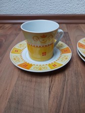 Flirt Venetto Geschirr-Set 2x Kaffeetasse und 3x Untertasse gelb 