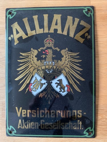 Emaille allianz schild top - schild, im