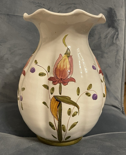 Keramik vase weiß - vase, handbemalt
