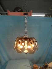 Hängelampe Deckenlampe Messing Antik Porzellan Glas Floral 6-Flammig Rar D1b6