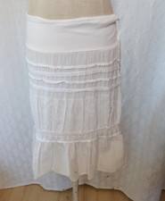 Eeleganter Damen Rock Weiß Spitze 2lagig D839T Gr. S,M,36,38,40,42