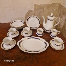 Mitterteich Bavaria Form 2000 Kaffeeservice Kobaltblau Gold Porzellan 19 Tlg.