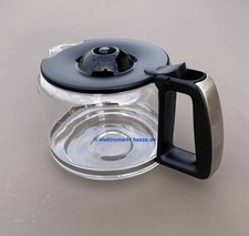 Glaskanne mit schwarzem Deckel