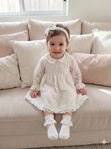Ecru kleid spitze taufkleid - ecru,