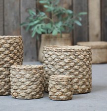Übertopf Blumentopf Pflanzentopf Flechtmuster Zement Landhaus Chic Antique