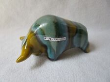 OTTO Keramik Design Stier Kunstobjekt Miniatur grün-gelb-schwarze Laufglasur