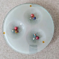 Runde Glasplatte mit 3 Mulden