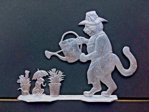 Zinnfigur katze als gärtner - als,