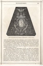 Tischplatte in Holzmosaik von Barni in Siena Holzschnitt-Vignette von 1873