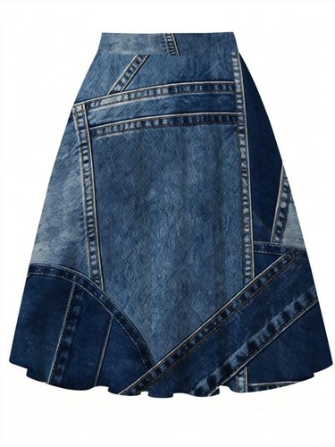 Damen jeans patchwork rock - damen,