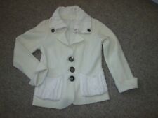 Apanage, schöne, ausgefallene Jacke, Walkstoff Wolle, beige, Gr. 40