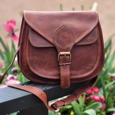 Umhängetasche Damen Ziegenleder braun Handtasche Messenger Bag Umhängetasche