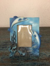 Vintage Bilderrahmen Delfine 10x11,5/4,5x6,5cm blau Gießharz 3D Motiv Fotorahmen