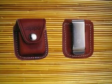 Zippo Leder Etui Braun mit Metall Clip