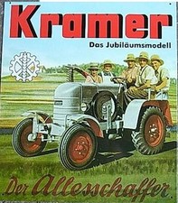 Retro Blechschild Oldtimer Traktor Kramer Acker Schlepper 40x33cm