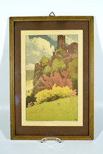Ernst LIEBERMANN Jugenstil Art Nouveau Lithografie ° Eine Burg am Rhein