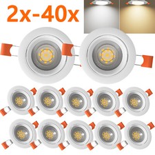 40X LED Einbaustrahler Spots 230V Flach Einbauleuchten 6W Rund Deckenleuchte Set