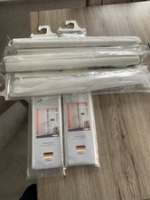 6 weiße Schiebevorhänge + Befestigungsleisten + Montagematerial