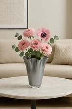 Vase Glas gewellt silber