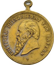 Medaille Luitpold Bayern Bronze Kranz 26 mm/ 6,6 g Original Münze #FER30