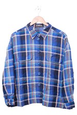 DINO VALIANO Damen Hemdbluse Gr. 40/L Blau Kariert Casual Langarm