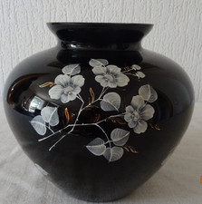 Schwarzglas Vase 50er Jahre