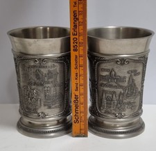 2 Stück Zinnbecher Frieling  95% Zinn Germany Motiv: Städte