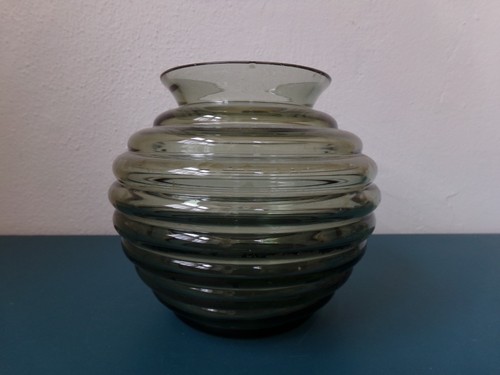Glasvase rillendekor kugelvase - glasvase,