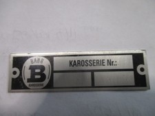 Typenschild BMW baur Opel Kadett Aero ? Karosserie Nr. Schild S99