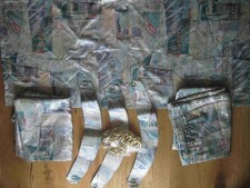 1A 3x Gardinen Verdunkelungs Vorhänge B: 130cm H: 220cm blau gold bunt gemustert