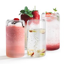 2/4/6 Stück Glasbecher Trinkgläser Cocktail Gläser mit Deckel & Strohhalm 550ML