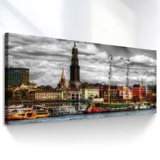 Leinwand Bild Hamburg Städte Abstrakt Gemälde Wandbilder XXL Wohnzimmer  2981A