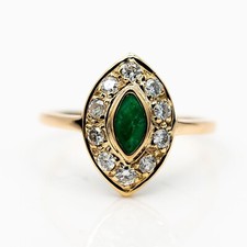 Ring 585/14K Gelbgold Diamanten Smaragd ca. 0,5ct Gr. 53