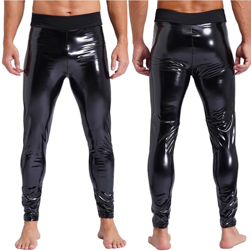 Herren wetlook lederhose lang - lederhose,