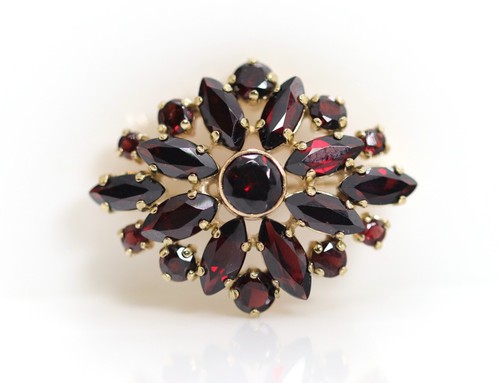Gelbgold brosche granat - gelbgold,