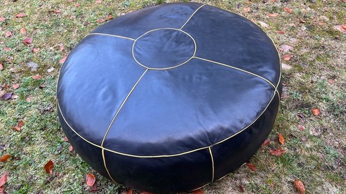 Leder puff sitzsack - leder,