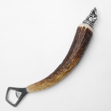 Flaschenöffner Öffner mit Hirschhorn Griff mit Endkappe Hirsch stehend GL 24 cm