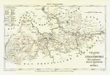 Dessau Bernburg Köthen Original Lithografie Landkarte Schlieben 1825