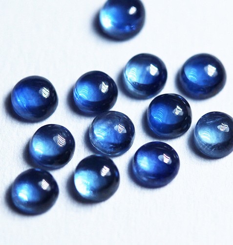 Saphir rund cabochon - 1x, blau