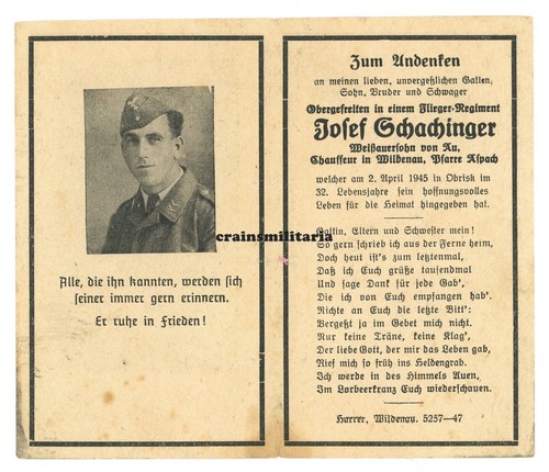 Orig sterbebild luftwaffe - orig.,