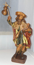 Holzfigur geschnitzt, Hl. heiliger Jakobus, Jakob,  28/32 cm, Jakobsweg, TOP 74K