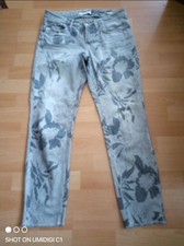 Grau weiss gemusterte Damen Jeans von CAMBIO, Gr. 38