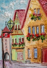 Stadt häuser ölbild 15x20 - stadt,