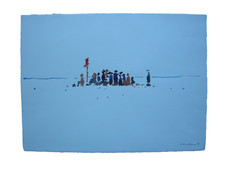 Oskar Koller (1925-2004) Menschen am Meer Orig Aquarell signiert 1991