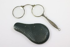 Stielbrille Lorgnon Klappbrille 835er Silber um 1910 (BX2302)